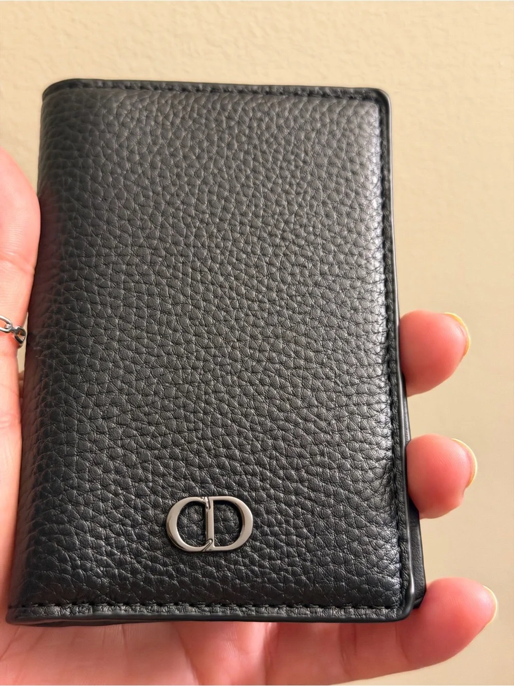 Dior Black Textured Leather Card Holder wallet